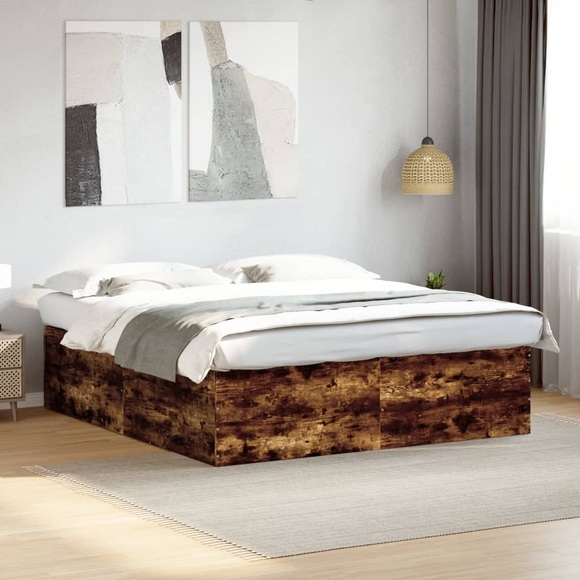 vidaXL Bettgestell Räuchereiche 200x200 cm Holzwerkstoff