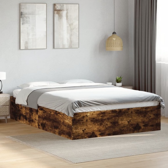 vidaXL Bettgestell Räuchereiche 120x200 cm Holzwerkstoff