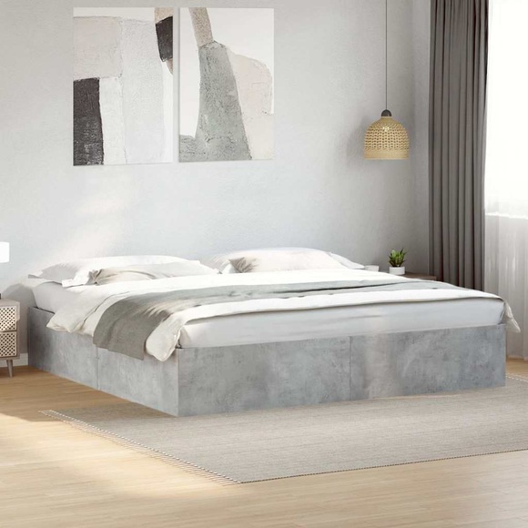 vidaXL Bettgestell Betongrau 180x200 cm Holzwerkstoff