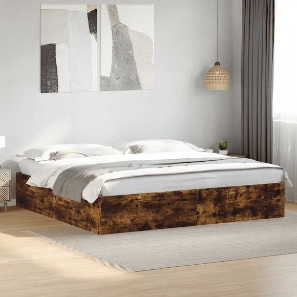 vidaXL Bettgestell Räuchereiche 180x200 cm Holzwerkstoff