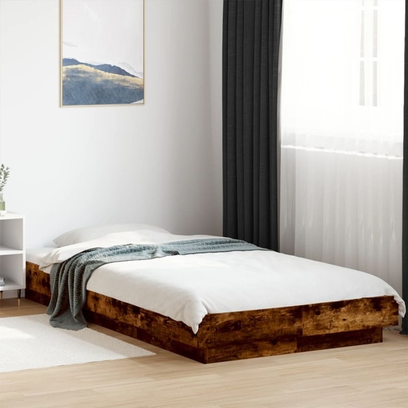 vidaXL Bettgestell Räuchereiche 90x200 cm Holzwerkstoff