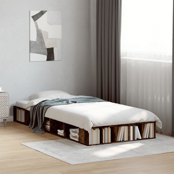 vidaXL Bettgestell Räuchereiche 90x190 cm Holzwerkstoff