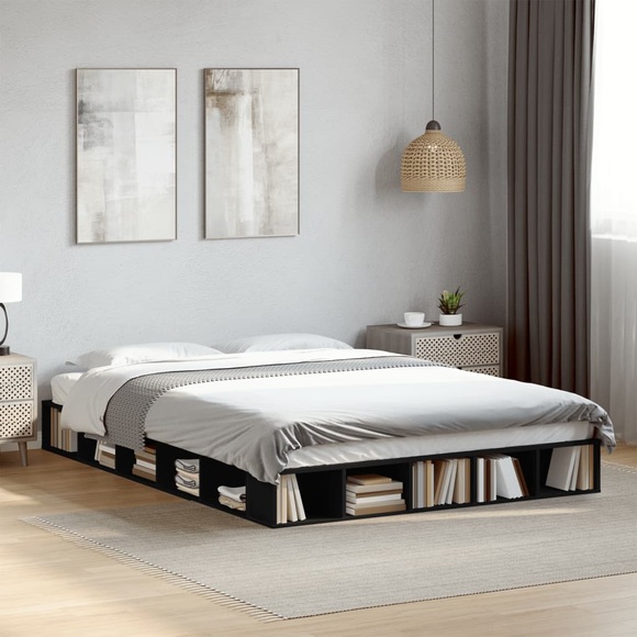 vidaXL Bettgestell Schwarz 140x200 cm Holzwerkstoff
