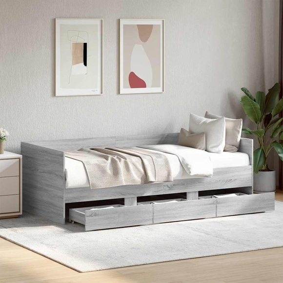 vidaXL Tagesbett mit Schubladen Grau Sonoma 90x200 cm Holzwerkstoff