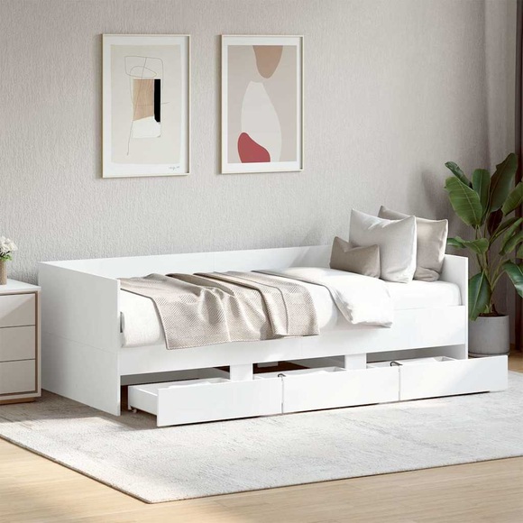 vidaXL Tagesbett mit Schubladen Weiß 75x190 cm Holzwerkstoff