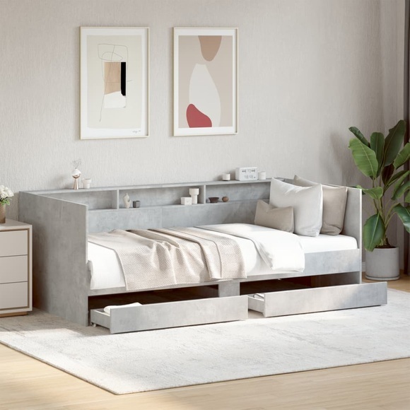 vidaXL Tagesbett mit Schubladen Betongrau 75x190 cm Holzwerkstoff