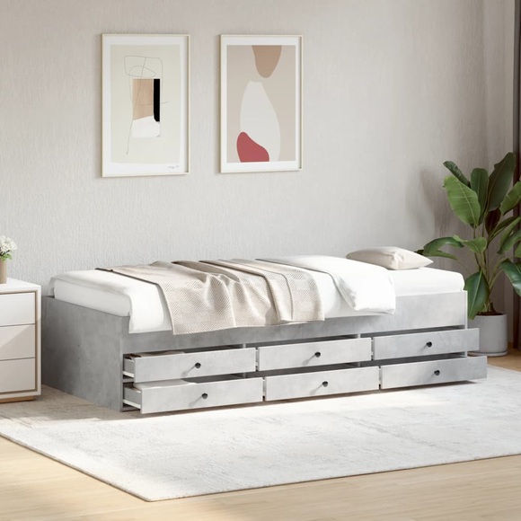 vidaXL Tagesbett mit Schubladen Betongrau 90x190 cm Holzwerkstoff