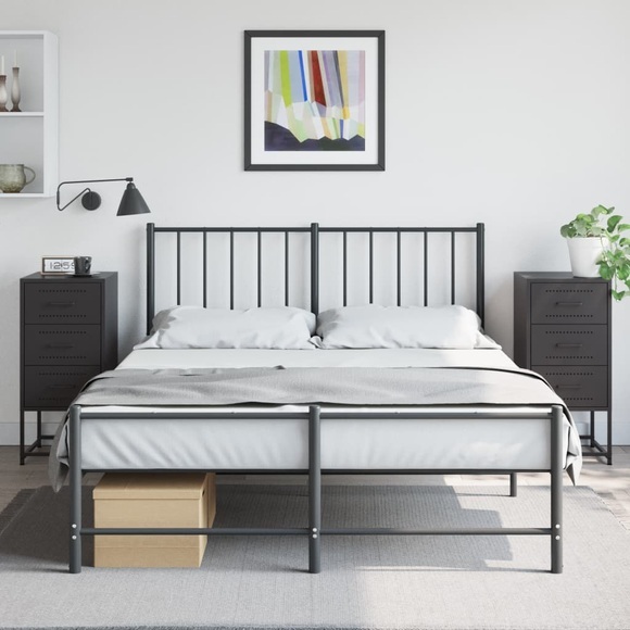 vidaXL Nachttische 2 Stk. Schwarz 36x39x78 cm Stahl