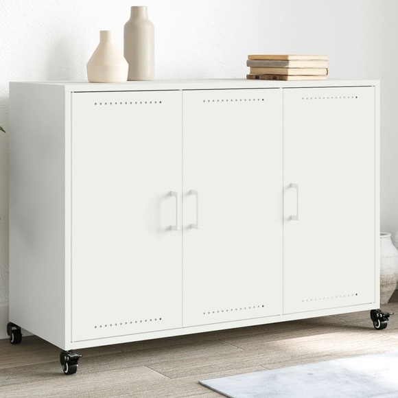vidaXL Sideboard Weiß 100,5x39x72 cm Kaltgewalzter Stahl