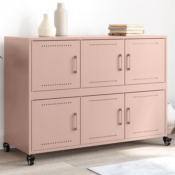 vidaXL Sideboard Rosa 100,5x39x72 cm Kaltgewalzter Stahl