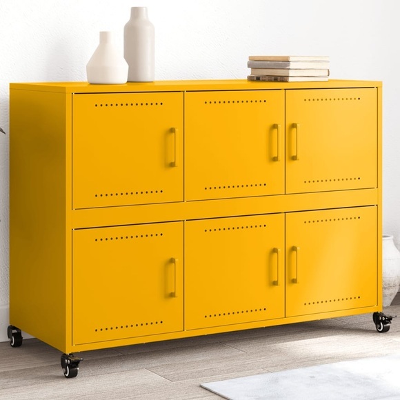 vidaXL Sideboard Senfgelb 100,5x39x72 cm Kaltgewalzter Stahl