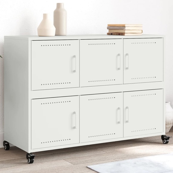 vidaXL Sideboard Weiß 100,5x39x72 cm Kaltgewalzter Stahl