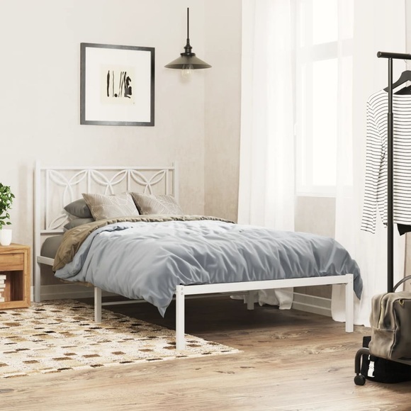 vidaXL Bettgestell mit Kopfteil Metall Weiß 100x190 cm