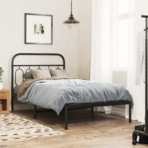 vidaXL Bettgestell mit Kopfteil Metall Schwarz 107x203 cm