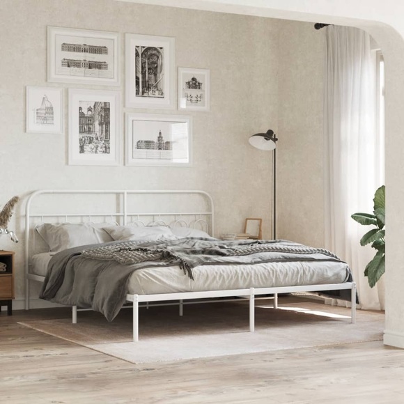 vidaXL Bettgestell mit Kopfteil Metall Weiß 193x203 cm