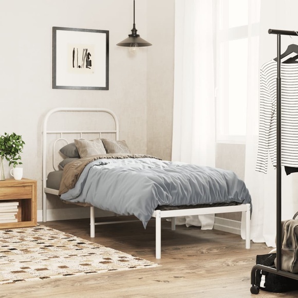 vidaXL Bettgestell mit Kopfteil Metall Weiß 75x190 cm