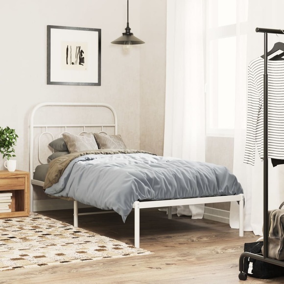 vidaXL Bettgestell mit Kopfteil Metall Weiß 80x200 cm