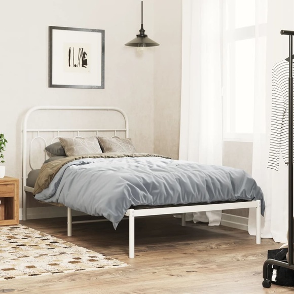 vidaXL Bettgestell mit Kopfteil Metall Weiß 107x203 cm