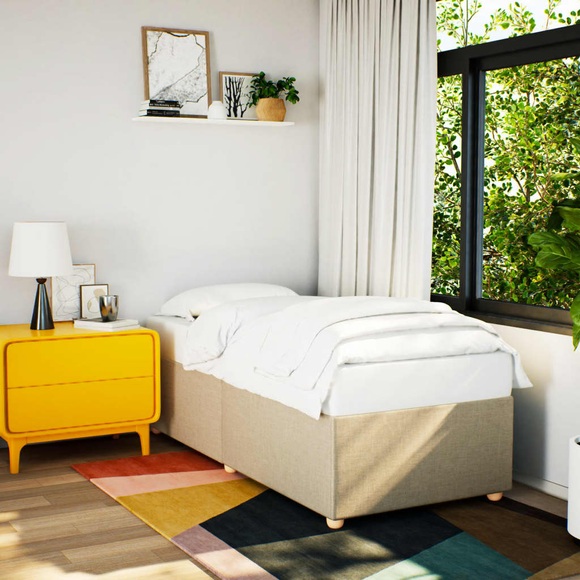 vidaXL Bettgestell Creme 90x200 cm Stoff