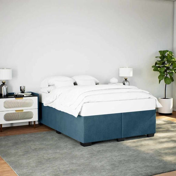 vidaXL Bettgestell Blau 140x200 cm Samt