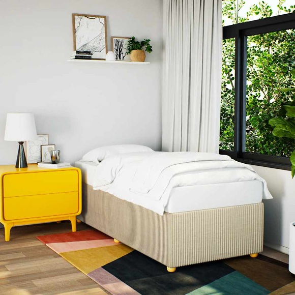 vidaXL Bettgestell Creme 90x200 cm Stoff
