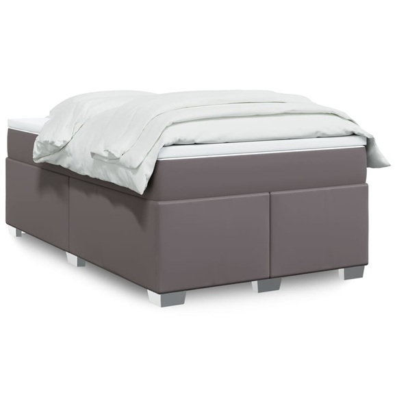 vidaXL Boxspringbett mit Matratze Grau 120x200 cm Kunstleder
