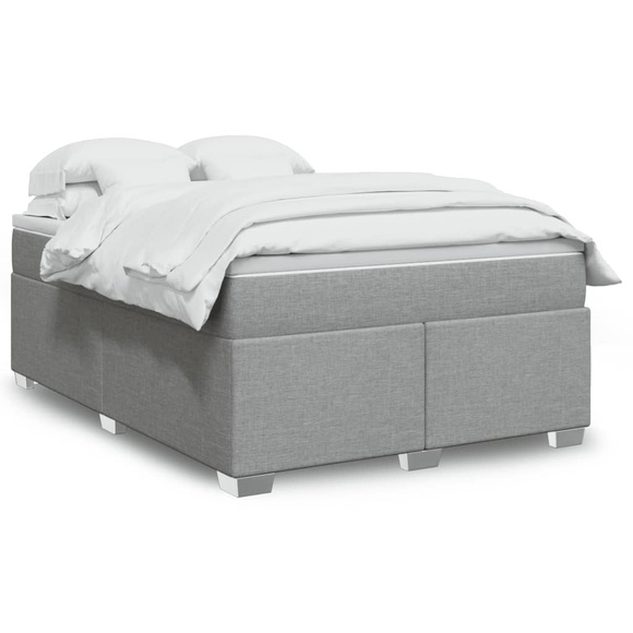 vidaXL Boxspringbett mit Matratze Hellgrau 160x200 cm Stoff