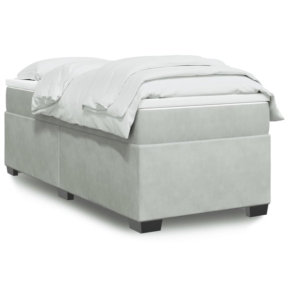 vidaXL Boxspringbett mit Matratze Hellgrau 100x200 cm Samt