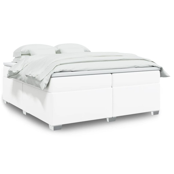vidaXL Boxspringbett mit Matratze Weiß 200x200 cm Kunstleder