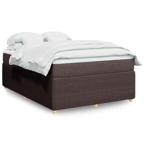 vidaXL Boxspringbett mit Matratze Dunkelbraun 140x200 cm Stoff