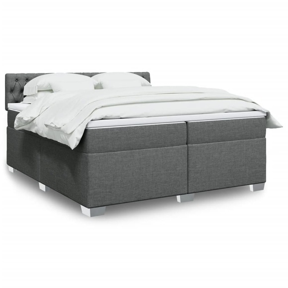 vidaXL Boxspringbett mit Matratze Dunkelgrau 200x200 cm Stoff
