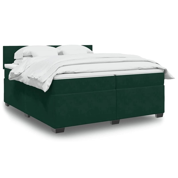 vidaXL Boxspringbett mit Matratze Dunkelgrün 200x200 cm Samt