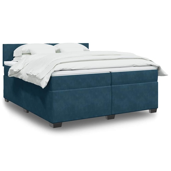 vidaXL Boxspringbett mit Matratze Dunkelblau 200x200 cm Samt