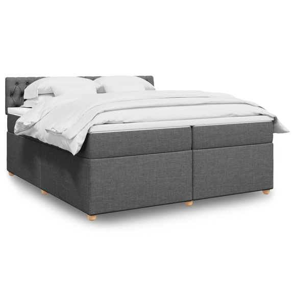 vidaXL Boxspringbett mit Matratze Dunkelgrau 200x200 cm Stoff
