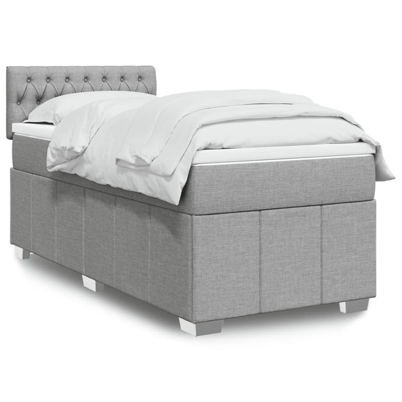vidaXL Boxspringbett mit Matratze Hellgrau 100x200 cm Stoff