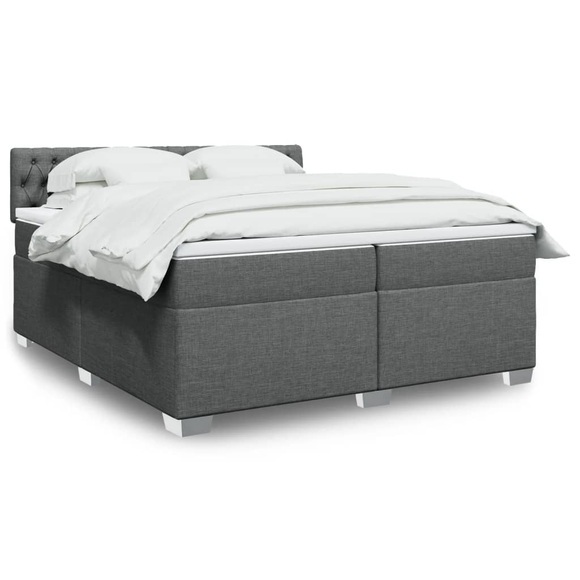 vidaXL Boxspringbett mit Matratze Dunkelgrau 200x200 cm Stoff