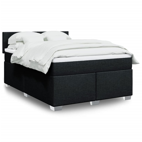 vidaXL Boxspringbett mit Matratze Schwarz 160x200 cm Stoff