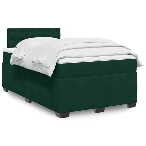 vidaXL Boxspringbett mit Matratze Dunkelgrün 120x200 cm Samt