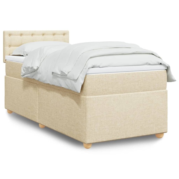 vidaXL Boxspringbett mit Matratze Creme 90x200 cm Stoff