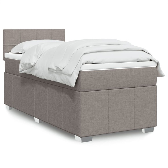 vidaXL Boxspringbett mit Matratze Taupe 100x200 cm Stoff