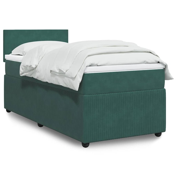 vidaXL Boxspringbett mit Matratze Dunkelgrün 80x200 cm Samt