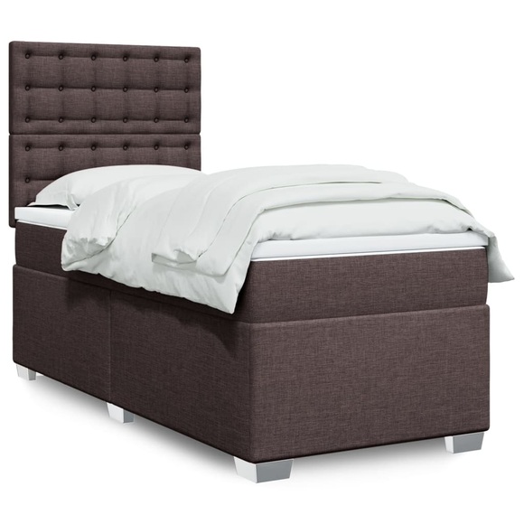 vidaXL Boxspringbett mit Matratze Dunkelbraun 100x200 cm Stoff