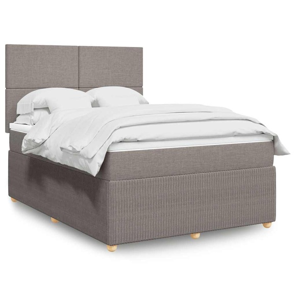 vidaXL Boxspringbett mit Matratze Taupe 140x200 cm Stoff