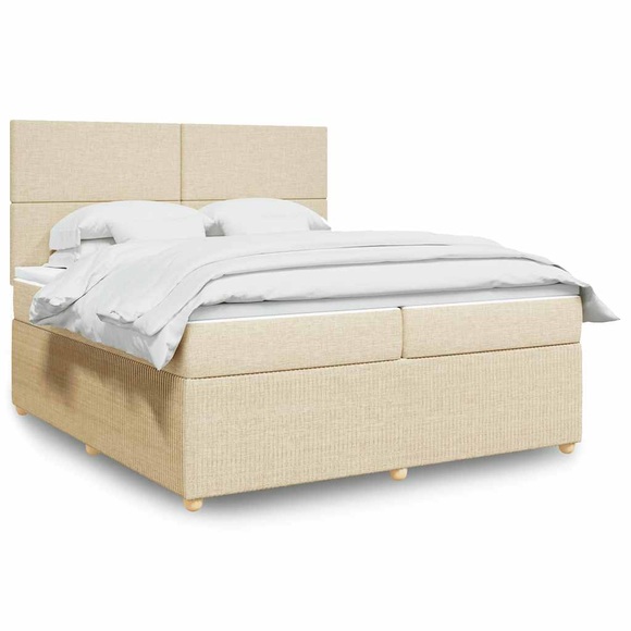 vidaXL Boxspringbett mit Matratze Creme 200x200 cm Stoff