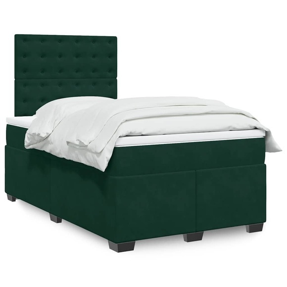 vidaXL Boxspringbett mit Matratze Dunkelgrün 120x200 cm Samt