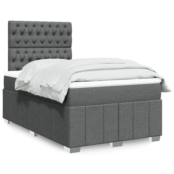 vidaXL Boxspringbett mit Matratze Dunkelgrau 120x200 cm Stoff