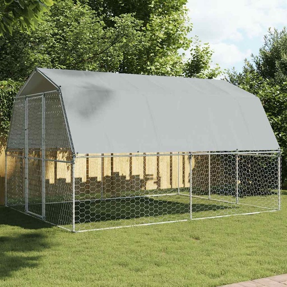 vidaXL Hundekäfige 2 Stk. mit Dach und Tür Silbern Verzinkter Stahl