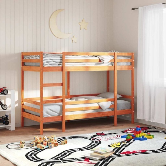 vidaXL Etagenbett Wachsbraun 90x190 cm Massivholz Kiefer