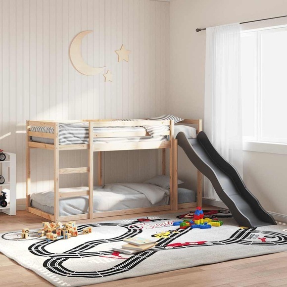 vidaXL Etagenbett mit Rutsche und Leiter 90x200 cm Massivholz Kiefer