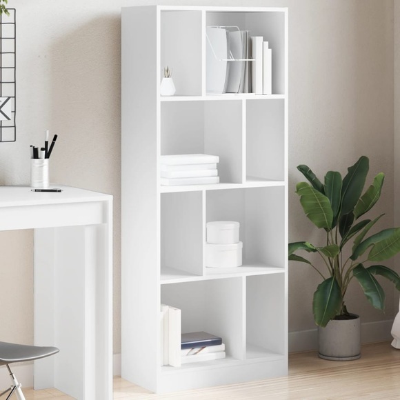 vidaXL Bücherregal Weiß 57x28,5x141 cm Holzwerkstoff